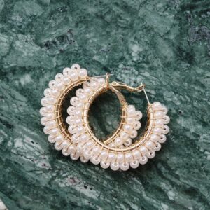Royal Pearl Hoops